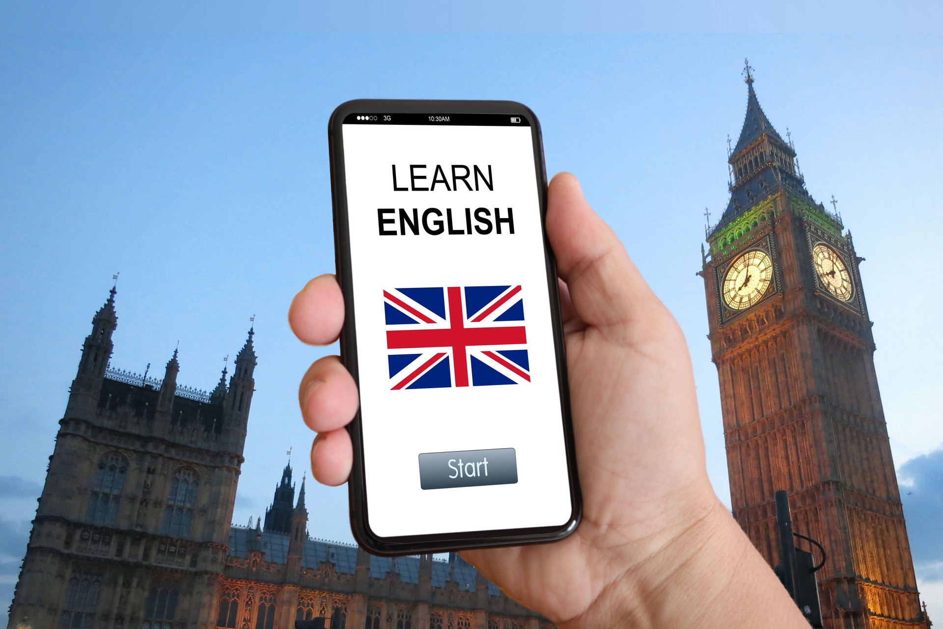 Learn English language mobile phone application e-learning